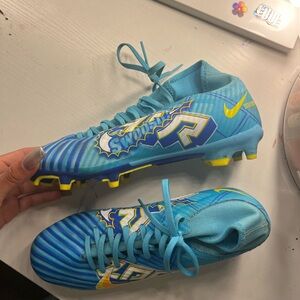 Blue and Yellow Nike Soccer Cleats